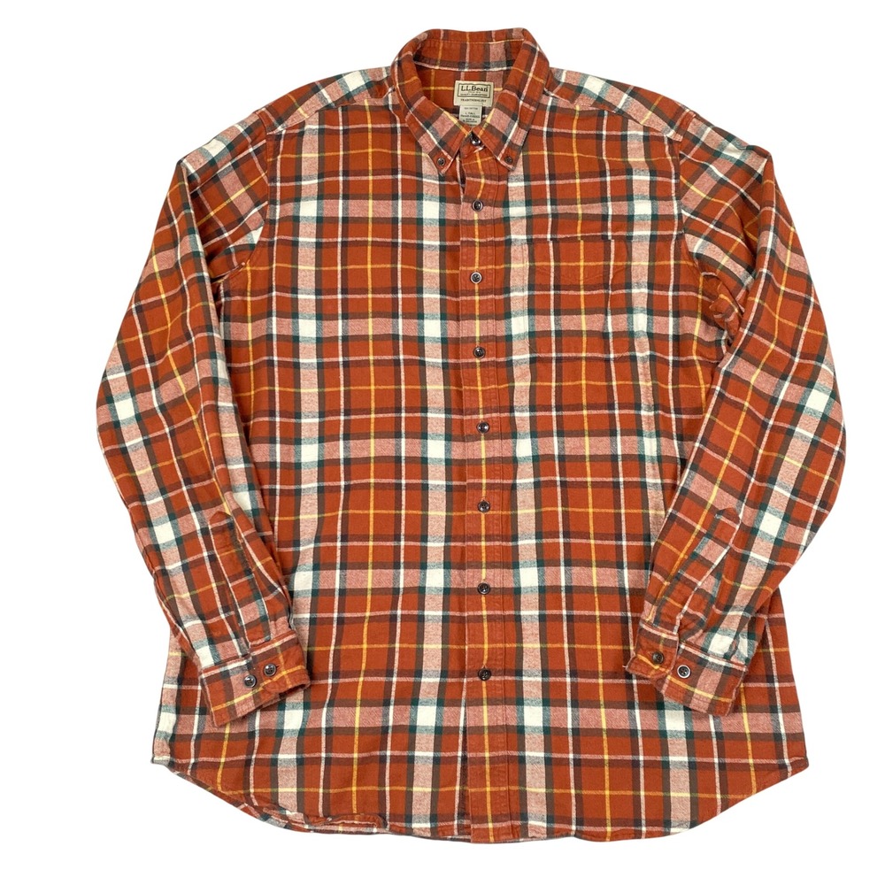 L.L. Bean Flannel Shirt Men LT Harvet Plaid Button Down Long Sleeve Work Outdoor